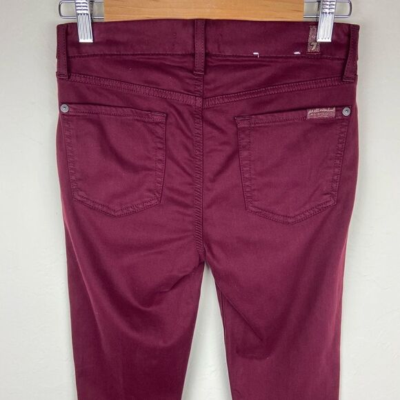 7 For All Mankind Skinny Stretch Ankle Pant - Burgundy - Picture 7 of 8